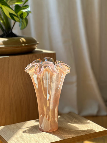 Murano Handkerchief Vase in Rose Gold