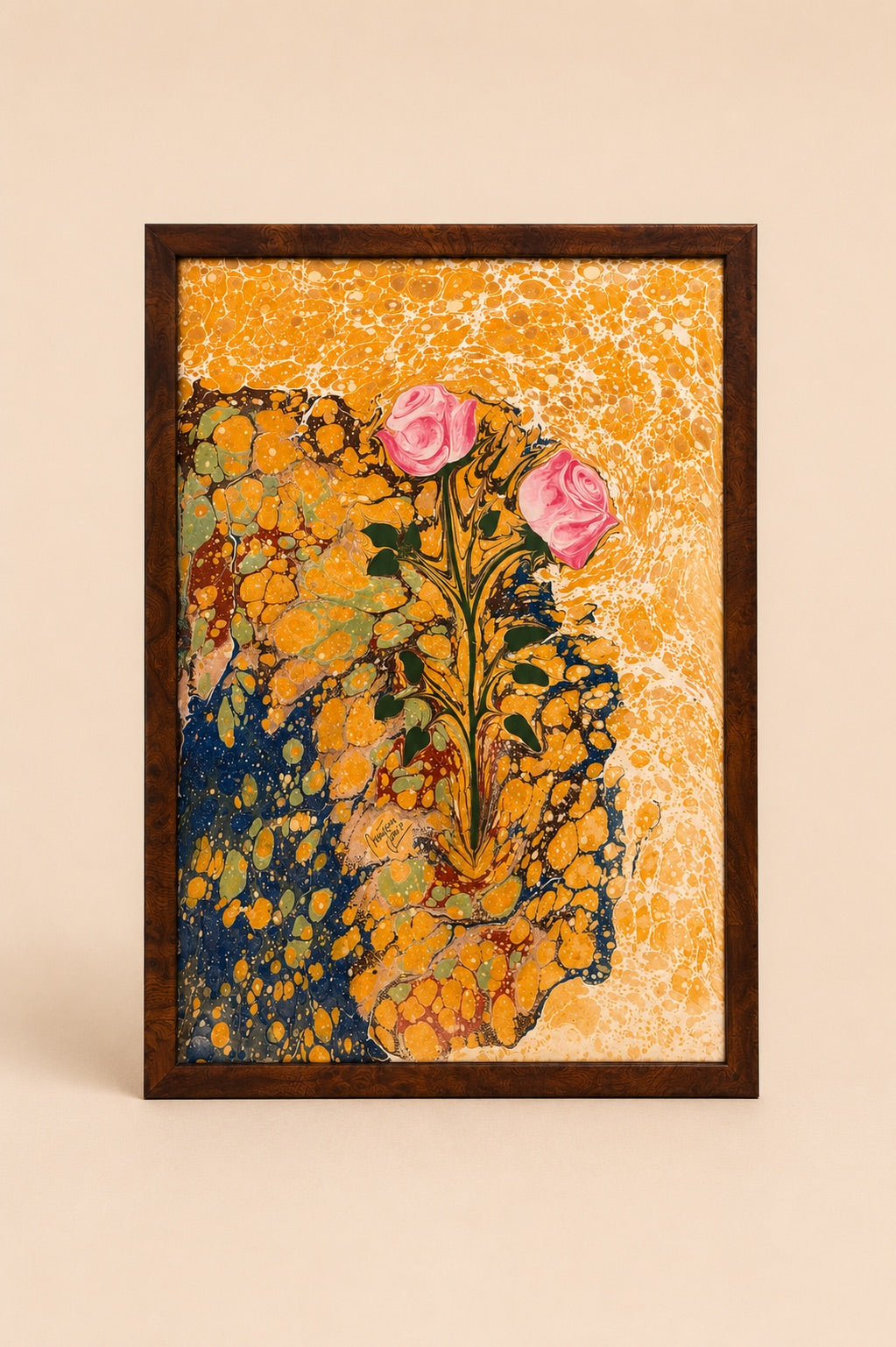 Ebru Roses in Saffron | Vintage
