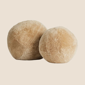 Shearling Pillow Balls in Beige | Set of 2