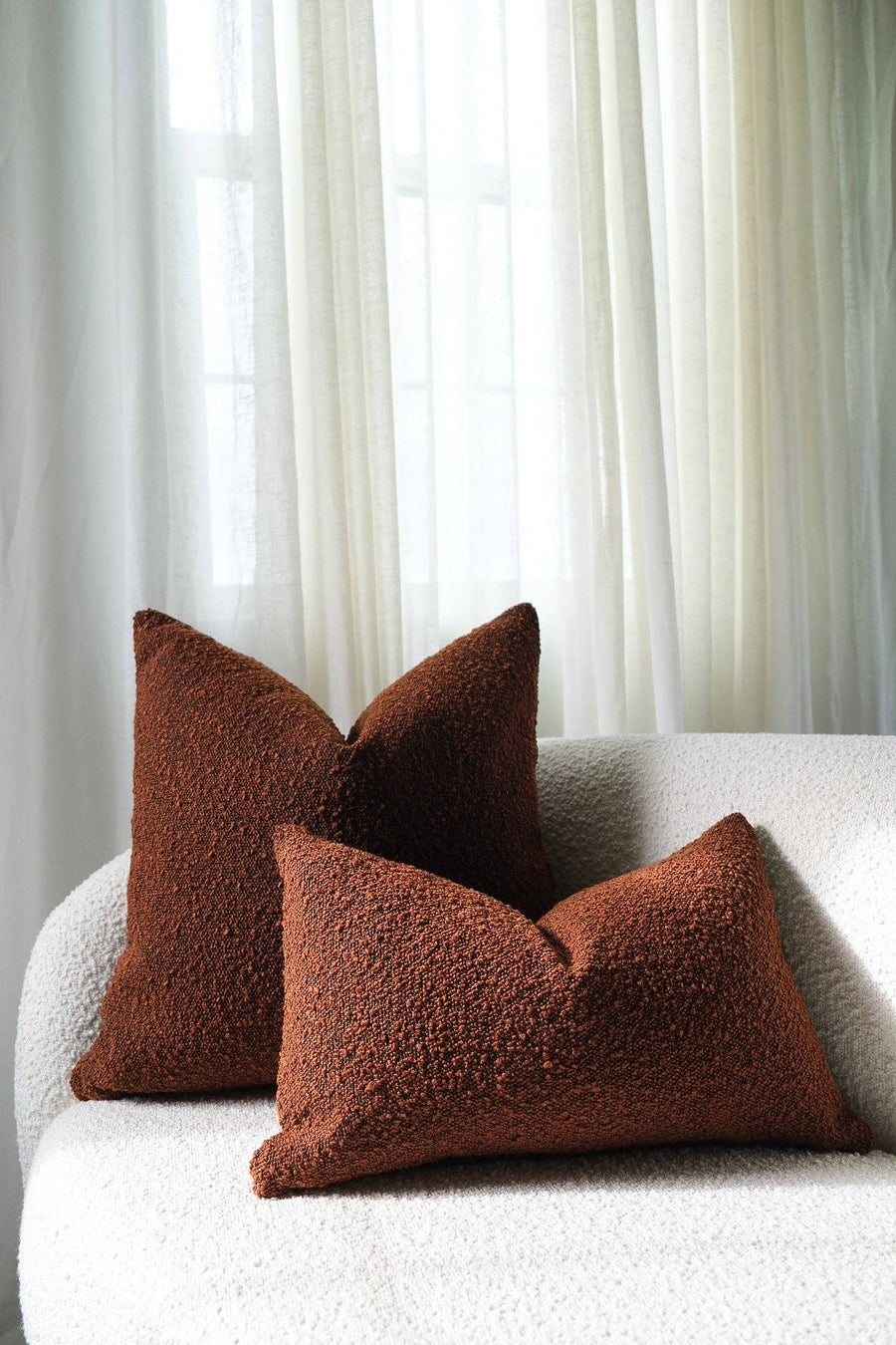 Boucle Lumbar Pillow in Auburn: 12 x 20