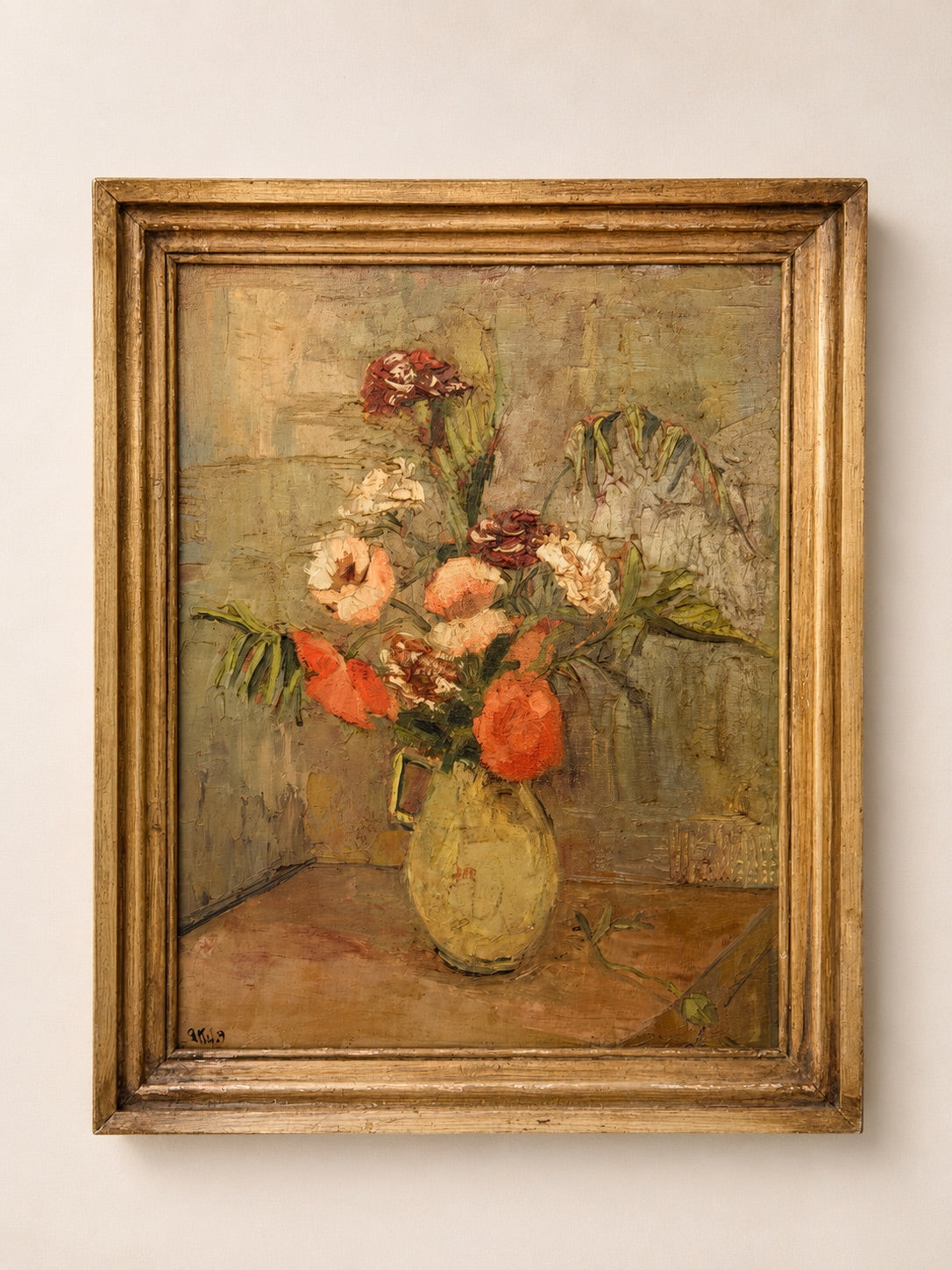 Coral Carnations Still Life | Vintage