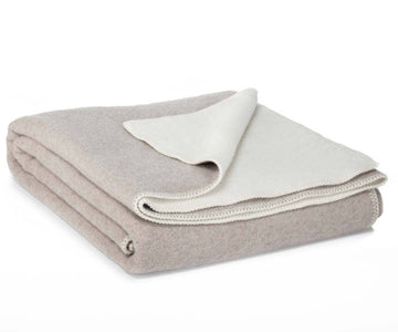 Merino wool bed blanket CASTLE WHITE  - double - white/beige