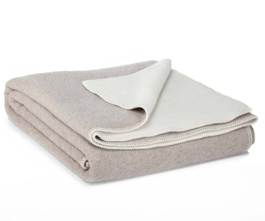 Merino wool bed blanket CASTLE WHITE  - double - white/beige