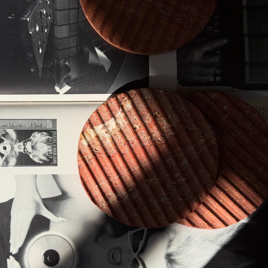 Oversized Ridged Coasters in Lava