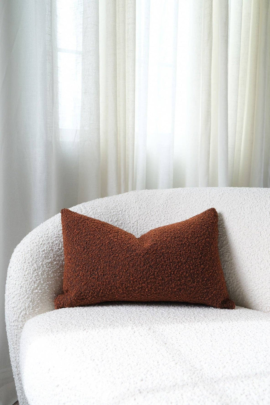 Boucle Lumbar Pillow in Auburn: 12 x 20