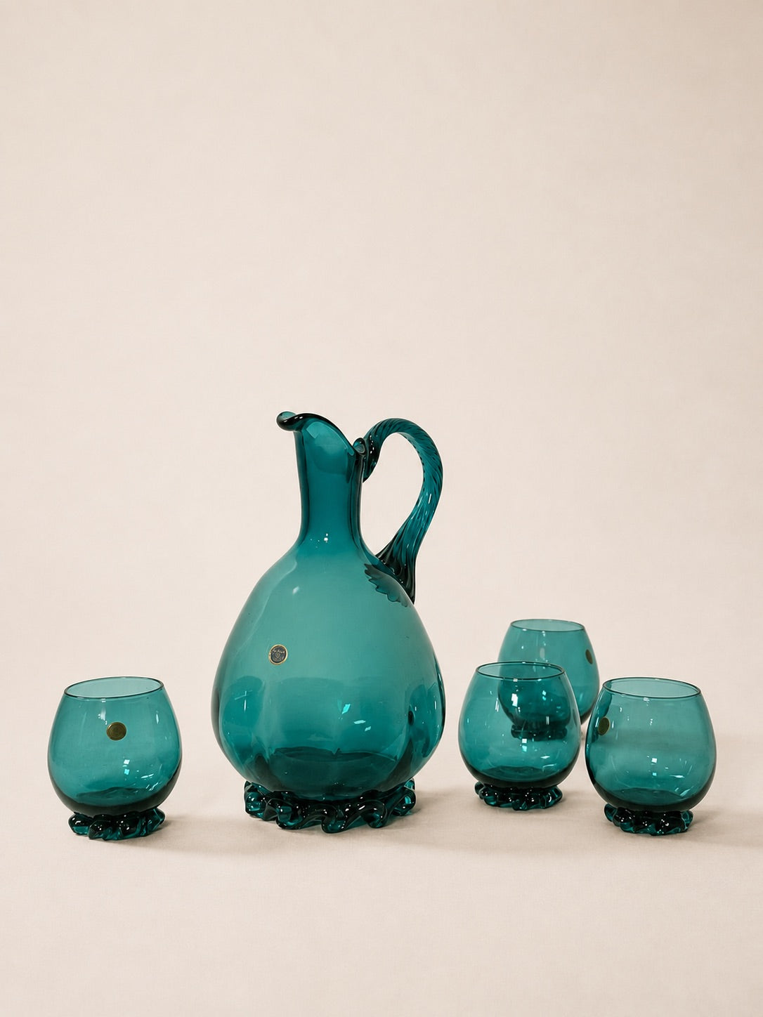 Teal Pitcher and Tumbler Set | Vintage