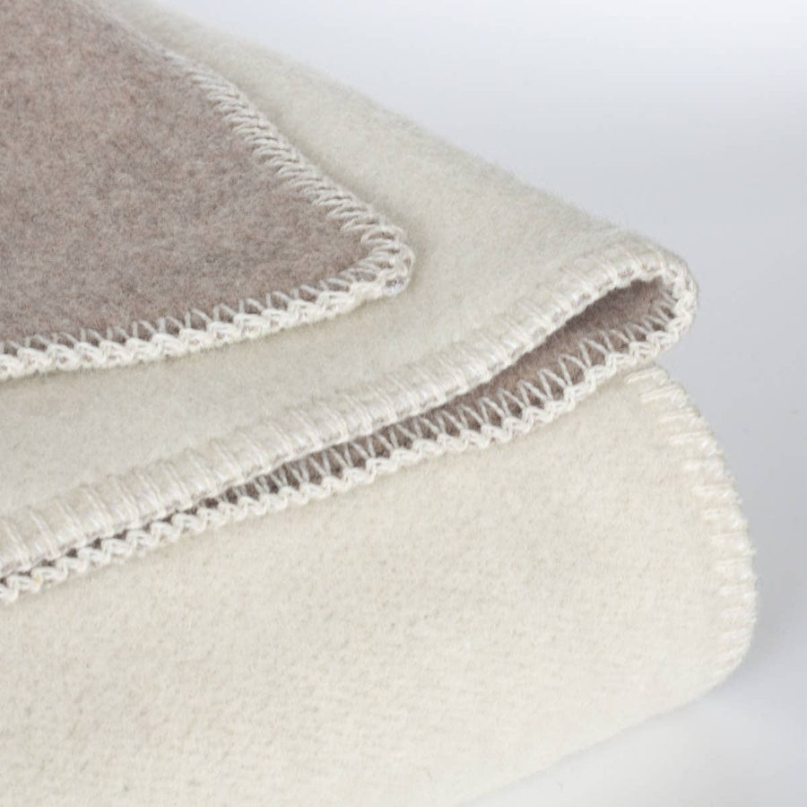 Merino wool bed blanket CASTLE WHITE  - double - white/beige
