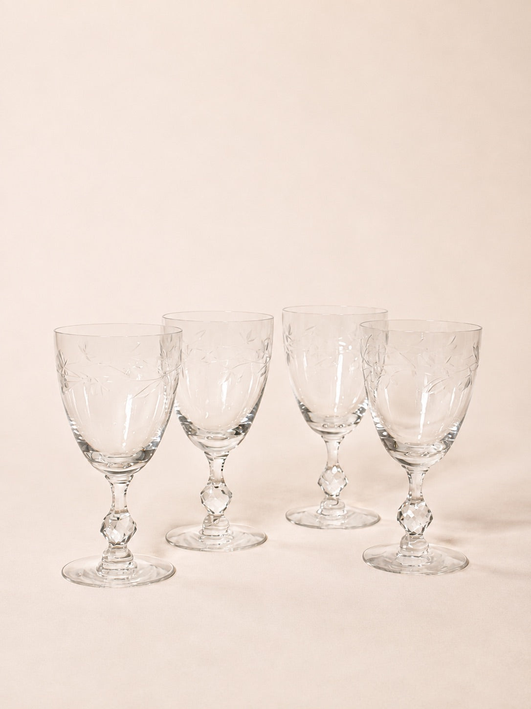 Etched Floral Wine Glasses | Vintage