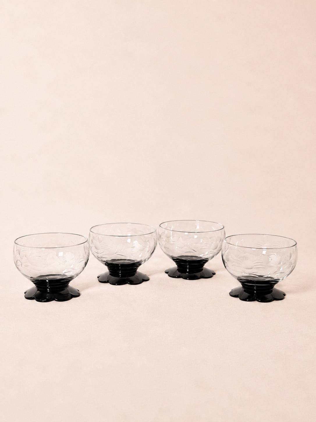Etched Coupes with Petal Feet | Vintage