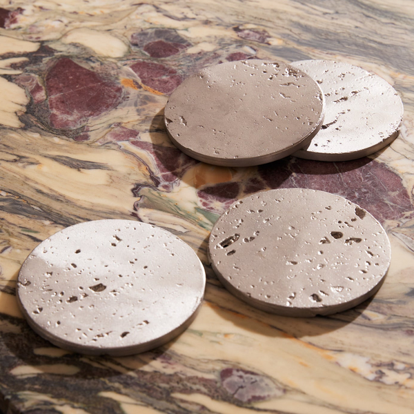 Oversized Cast Travertine Coasters — Coaster Set | Anastasio Home