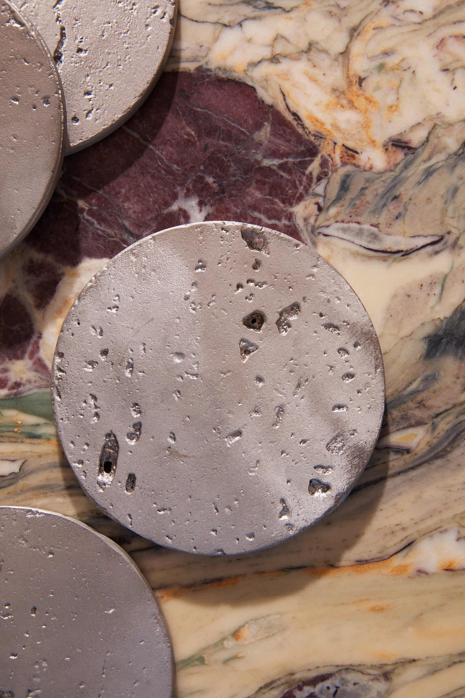 Oversized Cast Travertine Coasters — Coaster Set | Anastasio Home