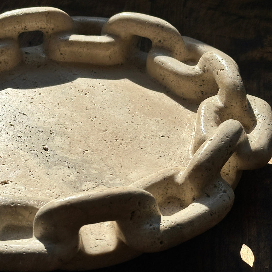 The Chain Tray in Travertine