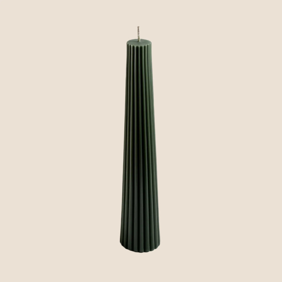 Fluted Pillar Candle in Antique