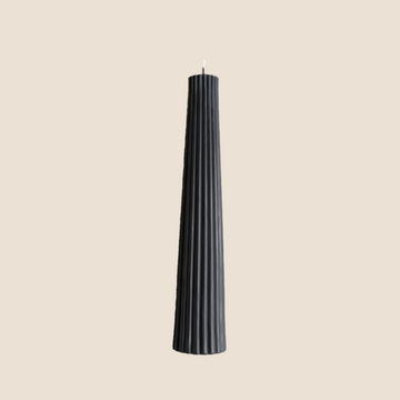 Fluted Pillar Candle in Black