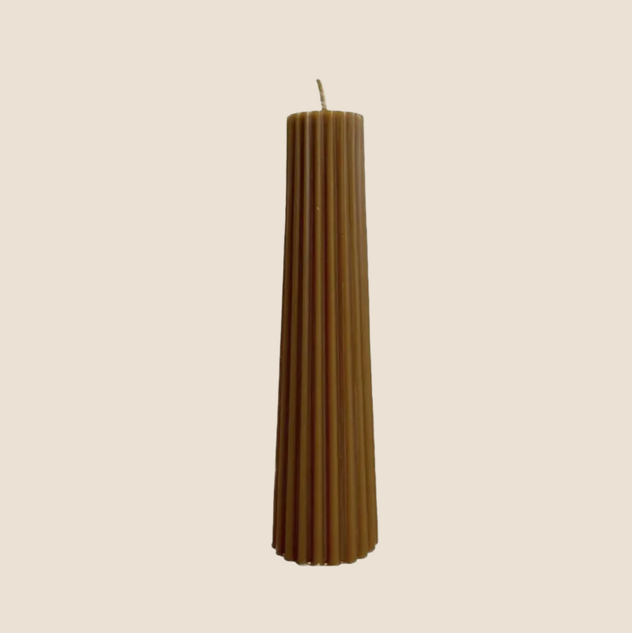 Fluted Pillar Candle in Burnt Amber