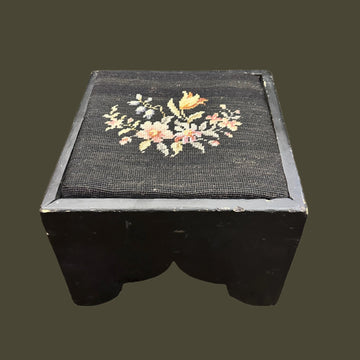 Vintage Floral Stitched Square Stool