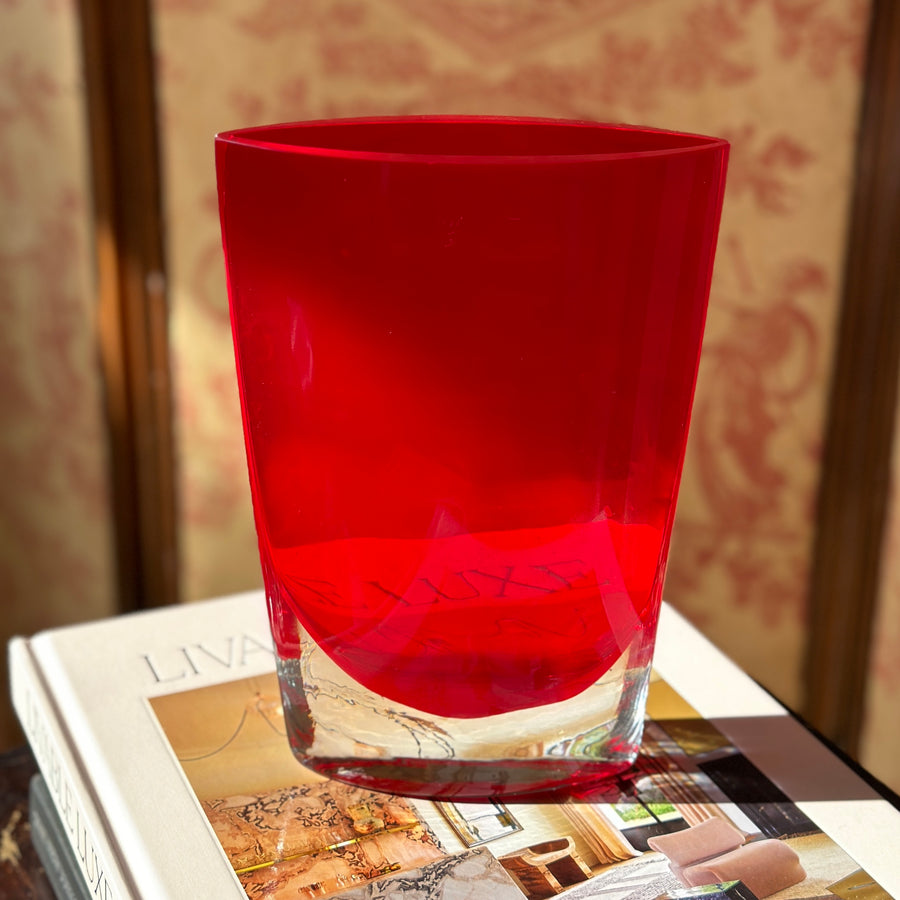 Mid-Century Glass Pocket Vase in Ruby Red