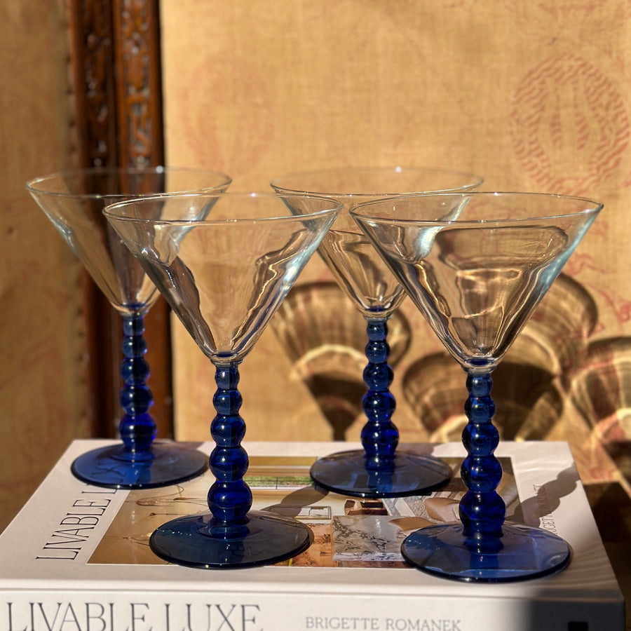 Mid-Century Martini Glasses in Neptune
