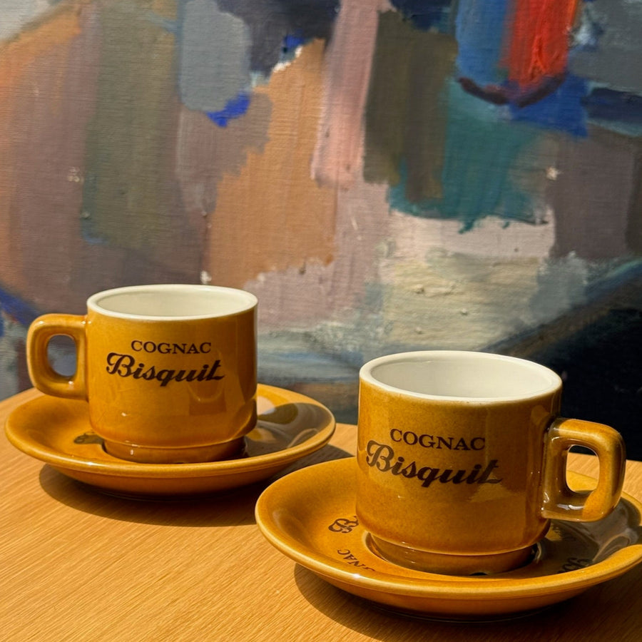 Cognac Bisquit Vintage Espresso Set | 6 Cups + Saucers