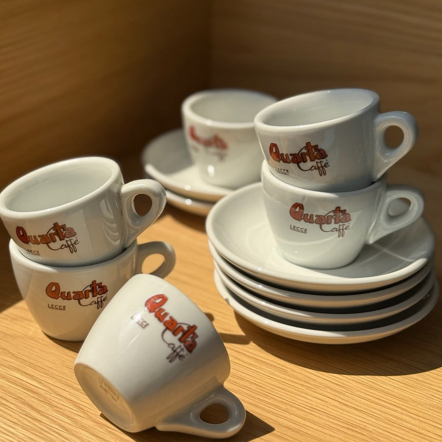 Quarta Caffe Vintage Espresso Set | 6 Cups + Saucers