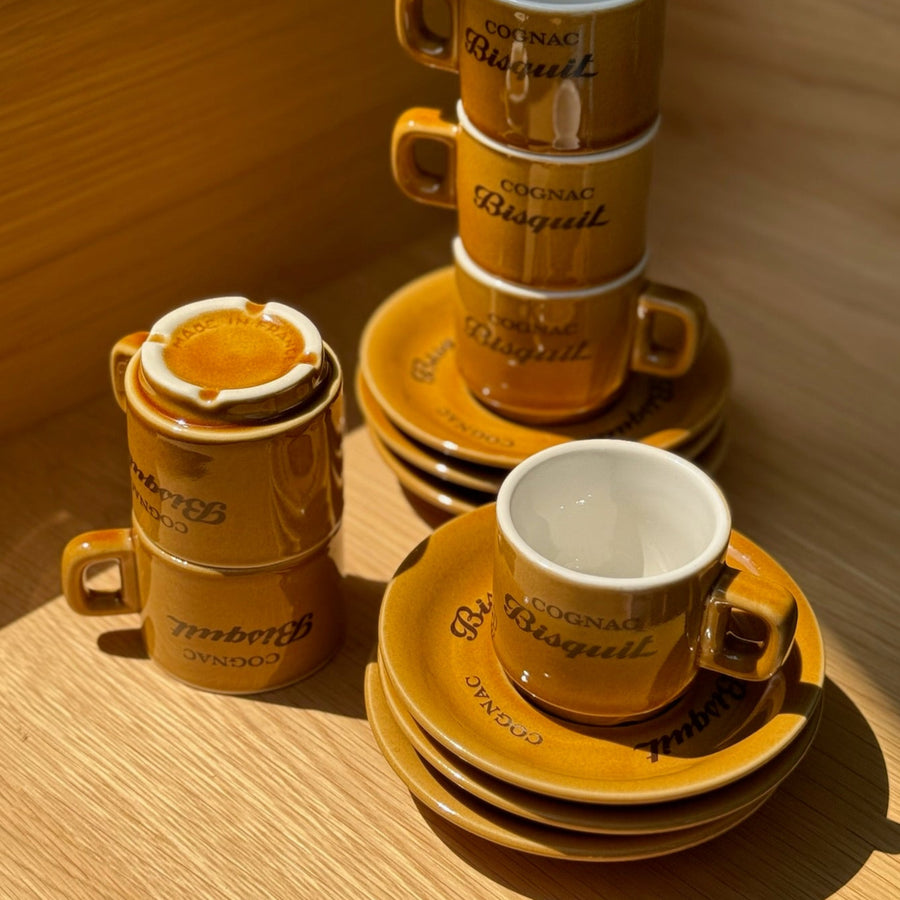 Cognac Bisquit Vintage Espresso Set | 6 Cups + Saucers