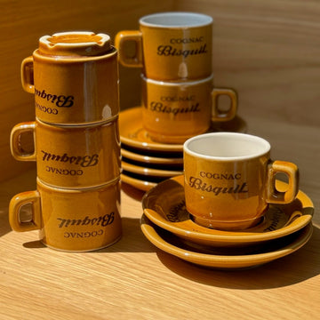 Cognac Bisquit Vintage Espresso Set | 6 Cups + Saucers