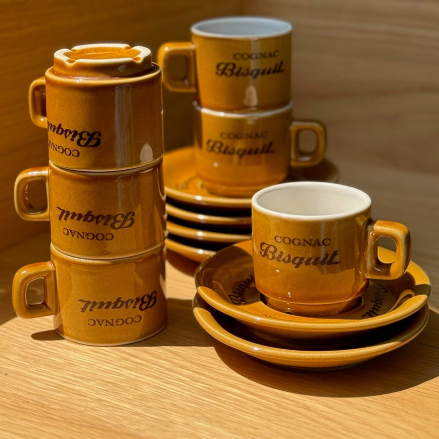 Cognac Bisquit Vintage Espresso Set | 6 Cups + Saucers