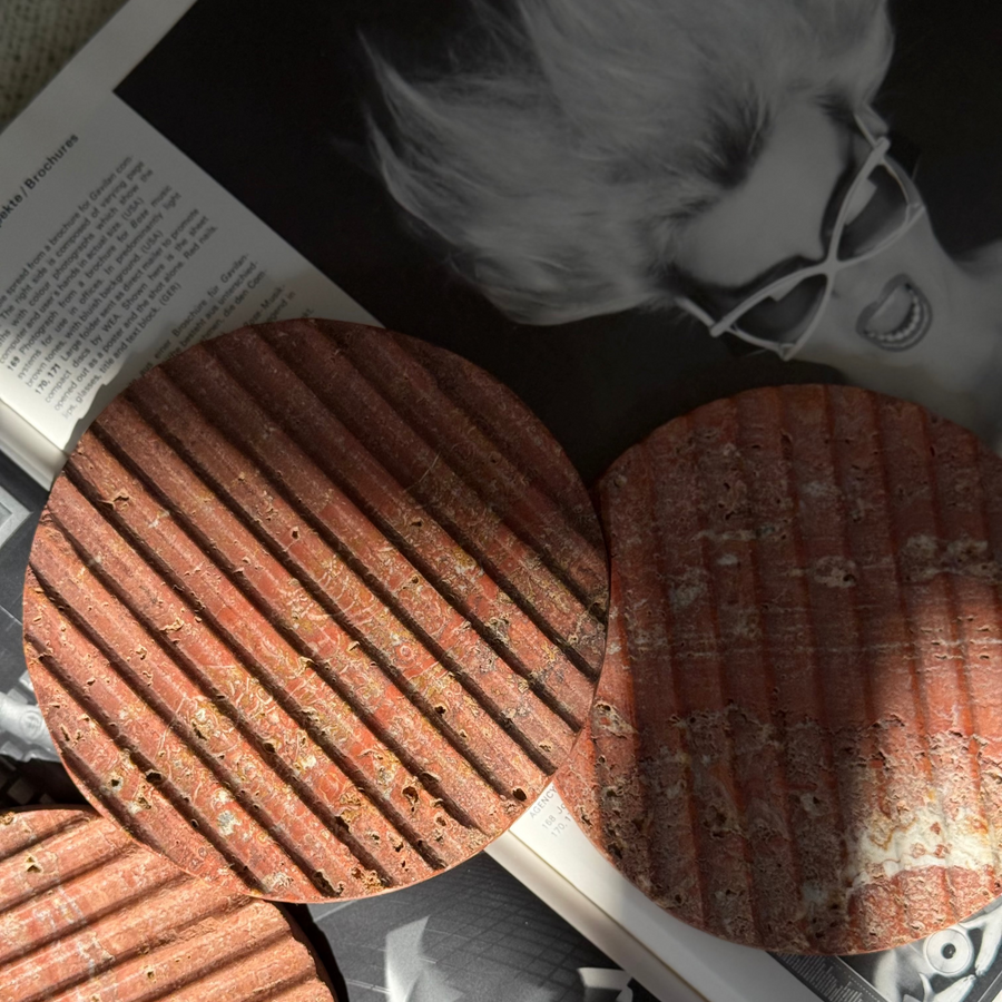 Oversized Ridged Coasters in Lava