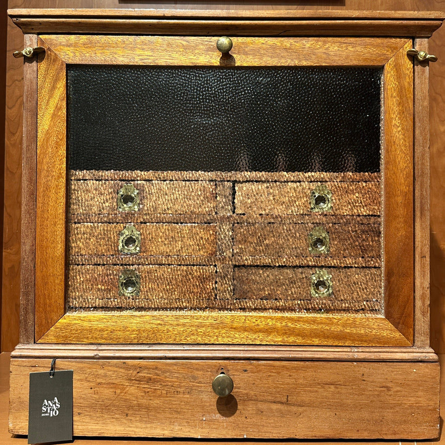 Vintage Frosted Glass Desk Chest