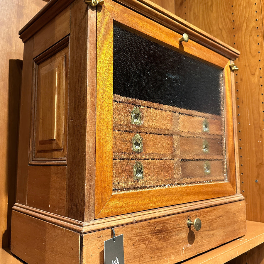 Vintage Frosted Glass Desk Chest