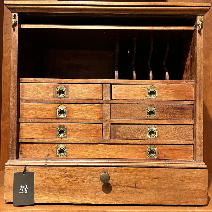 Vintage Frosted Glass Desk Chest