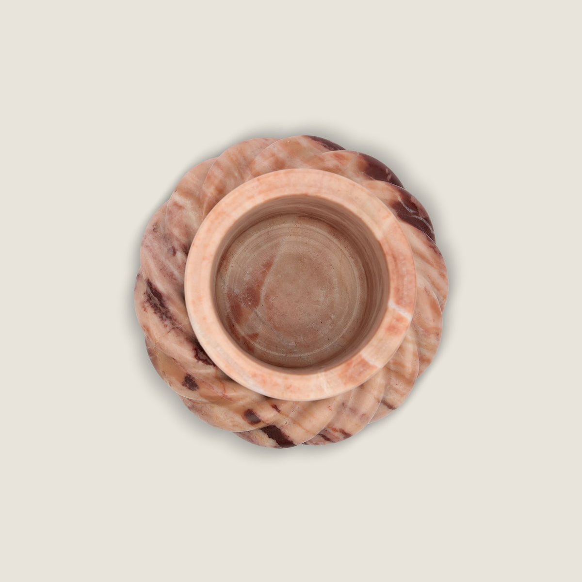La Tazzina in Koi on a La Corda Piattina in Pink Puff, from above