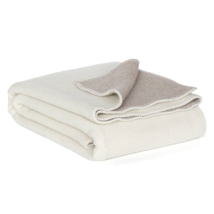 Merino wool bed blanket CASTLE WHITE  - double - white/beige