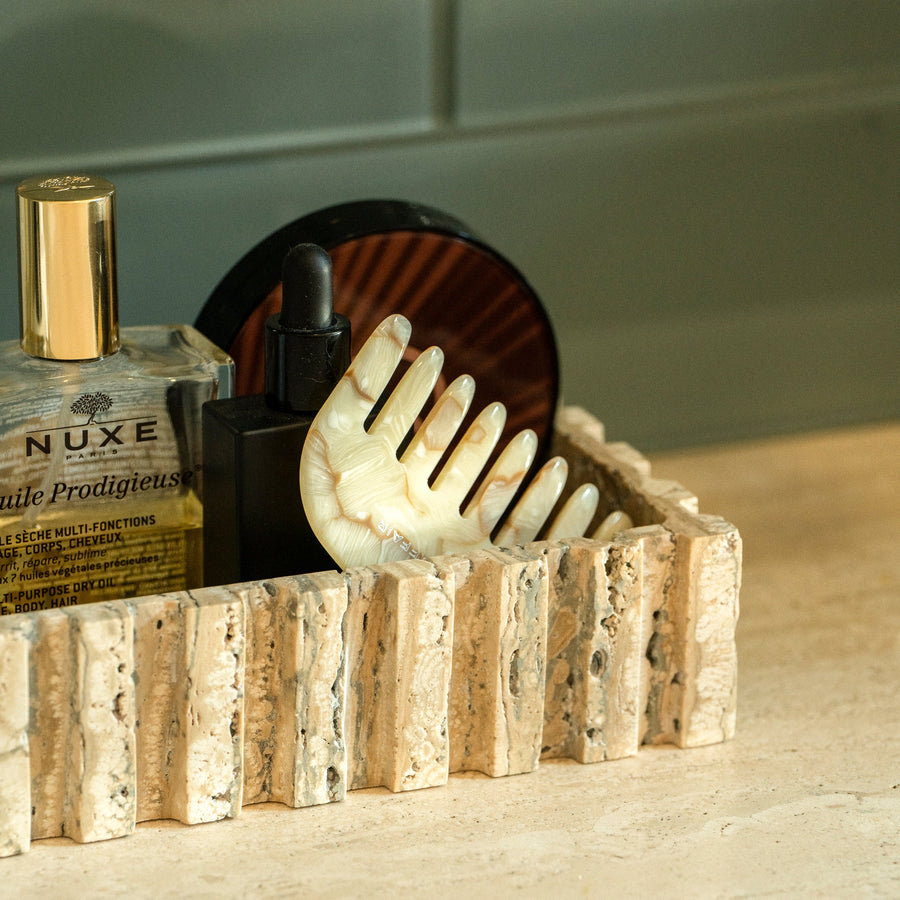 Elongated Athens Catch in Travertine