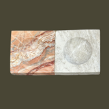 Domino Tray, a rectangular two-tone inlaid marble vanity tray