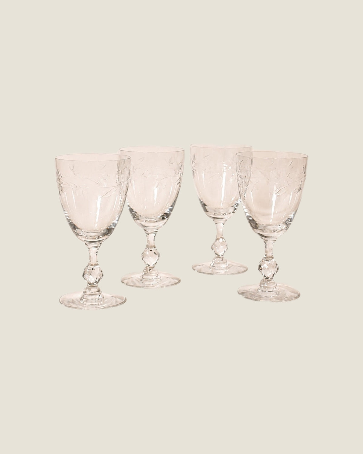 Etched Floral Wine Glasses
