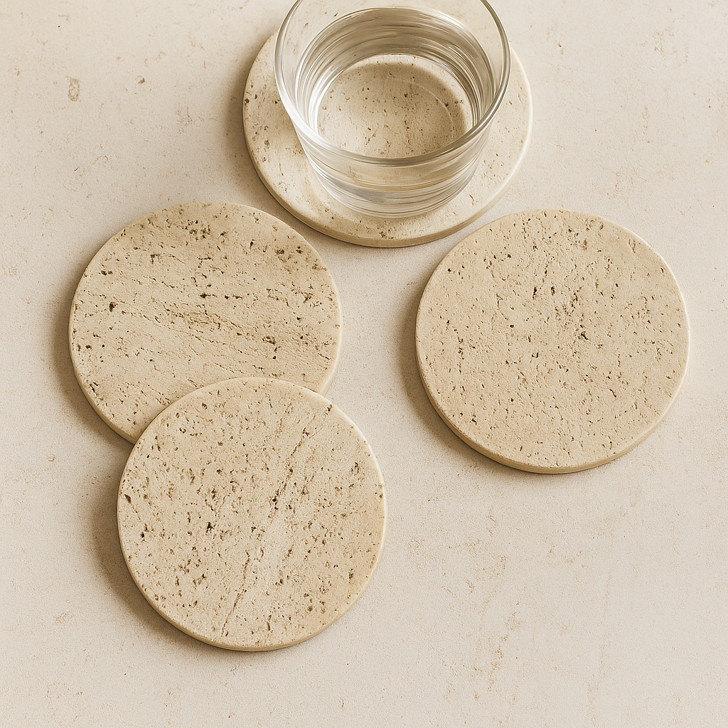 Oversized Coasters in Travertine