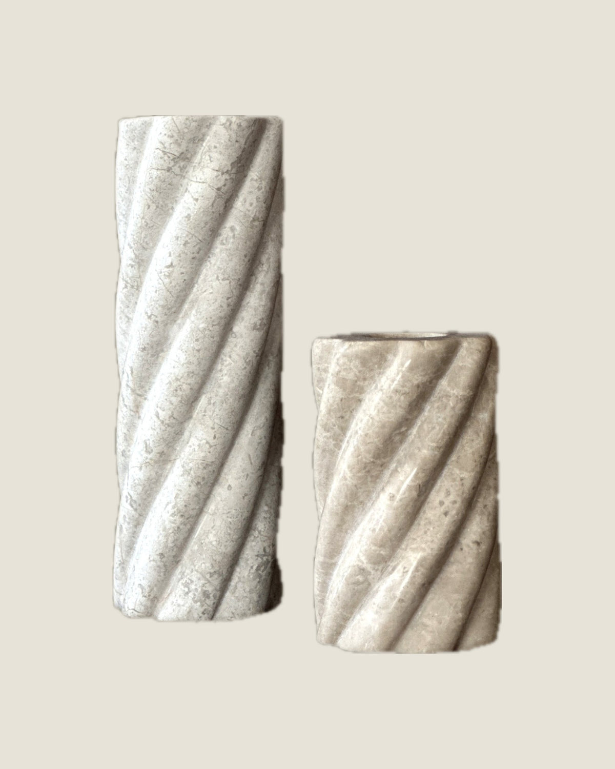 Swell Candlesticks Set in Cool Oyster