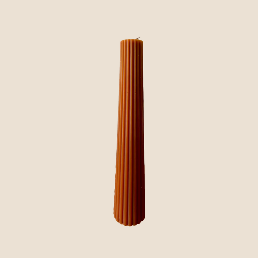 Fluted Pillar Candle in Terra Cotta