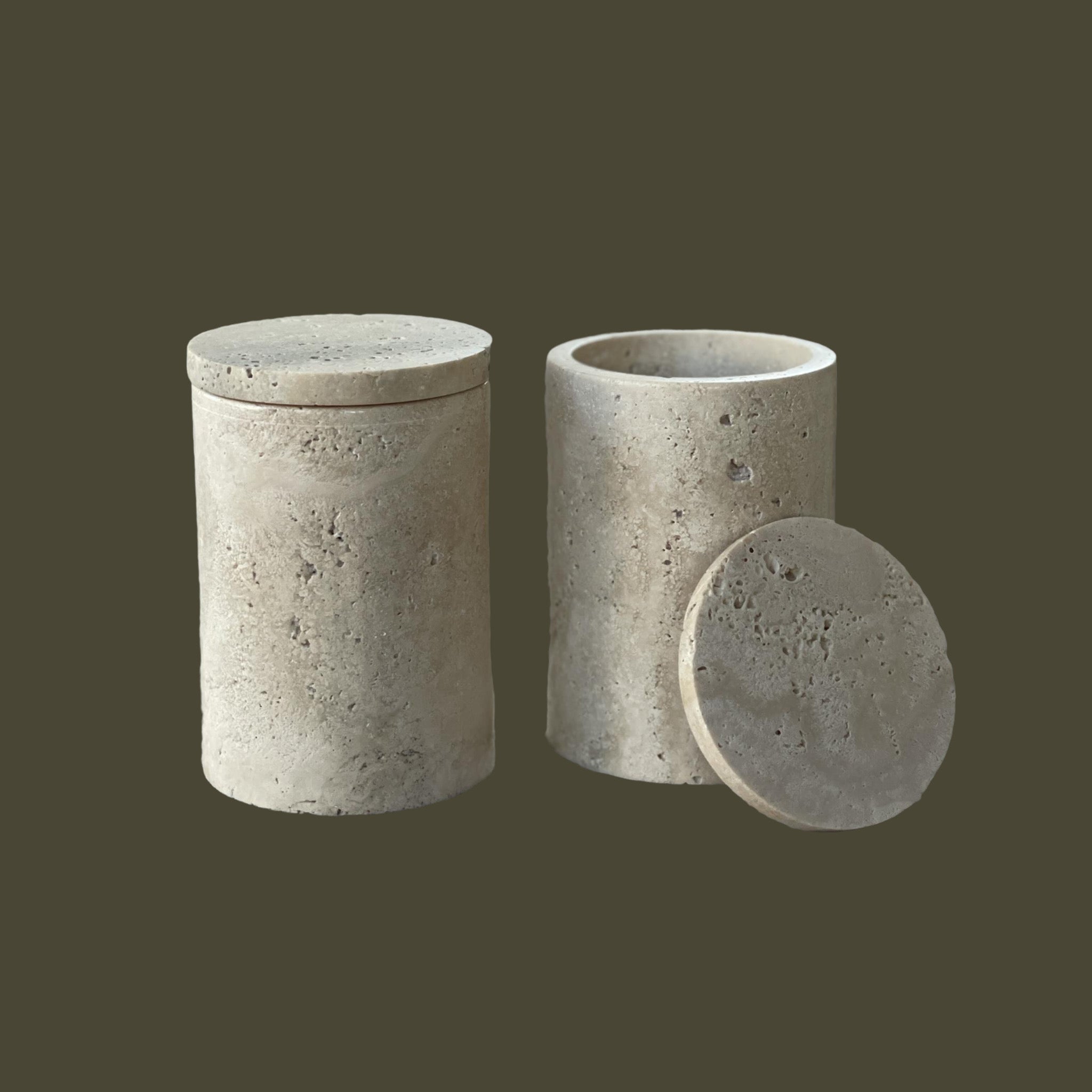 Jar Duo in Travertine